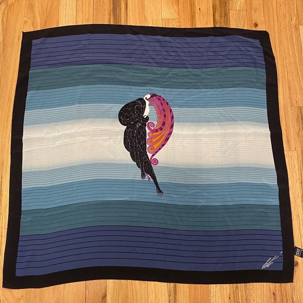 ERTE "Beauty and the Beast" 100% Silk Art Deco Scarf